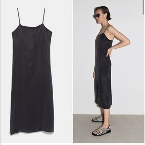 Zara black Fillsens silky midi slip dress